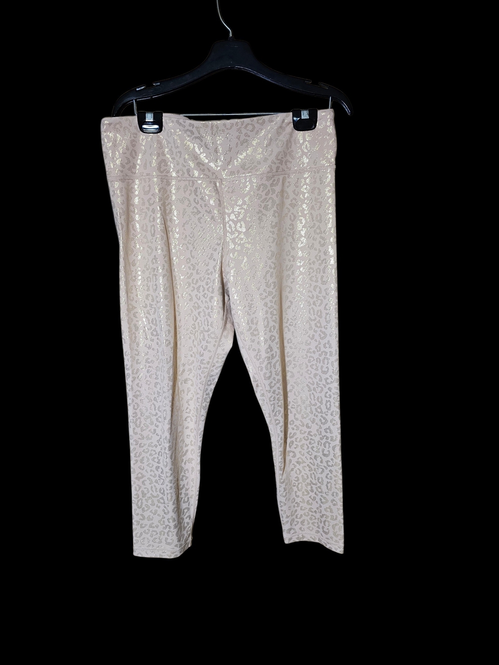 Cream Shimmer Leopard Capri Leggings - High Waist